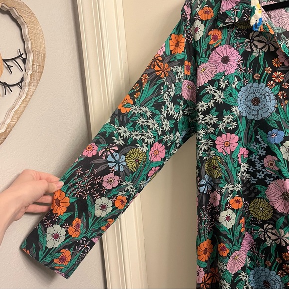Ro’s Garden Long Sleeve Belted Floral Shirt Dress XL - Picture 3 of 11
